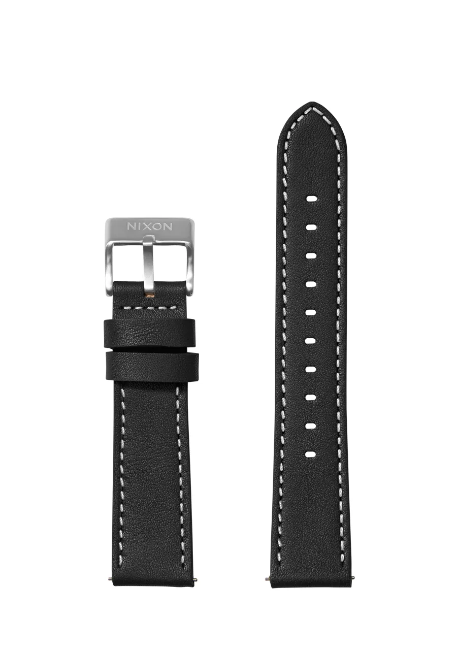 Tali jam tangan 23mm Stitched Leather Band warna hitam eksklusif di Joy368