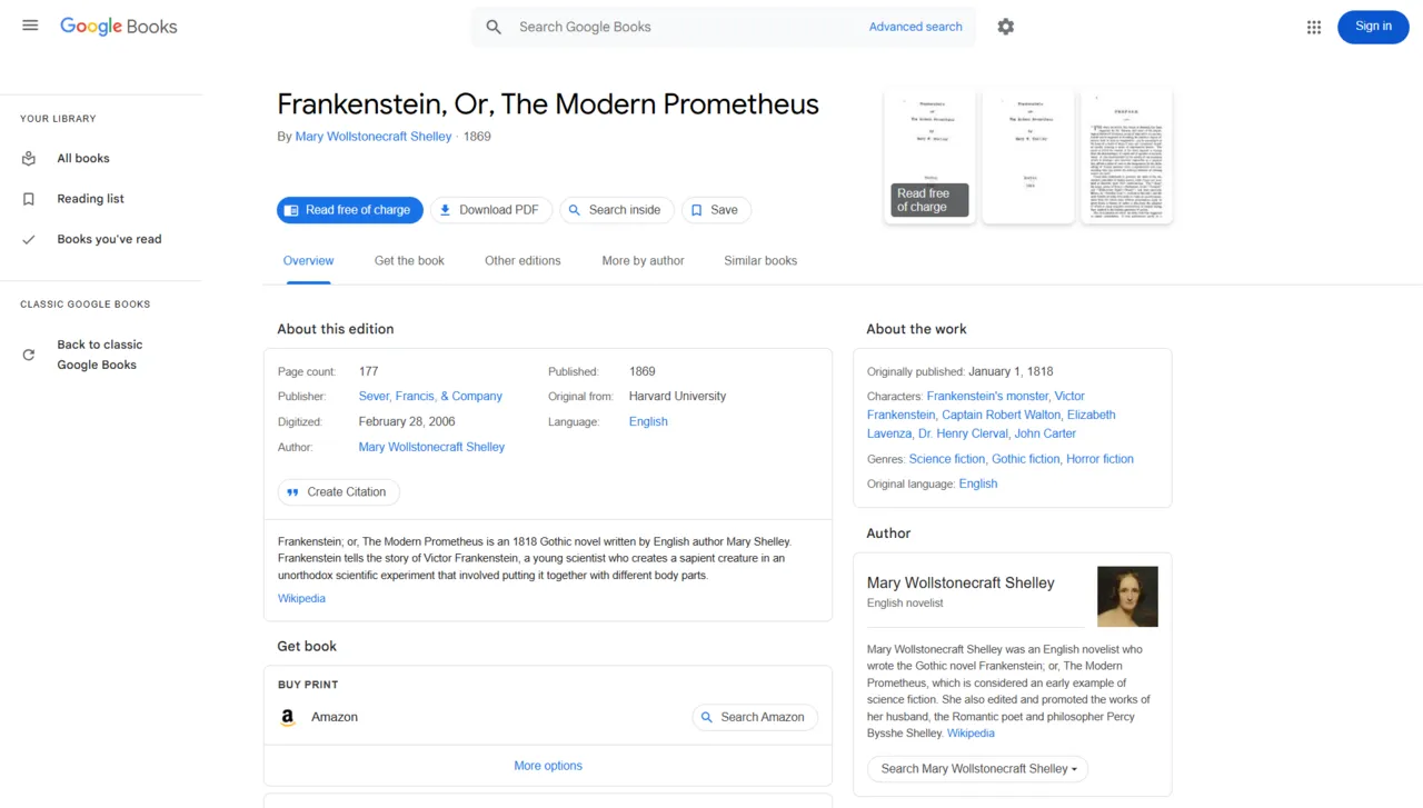 Tampilan antarmuka pencarian Google Books di perangkat komputer