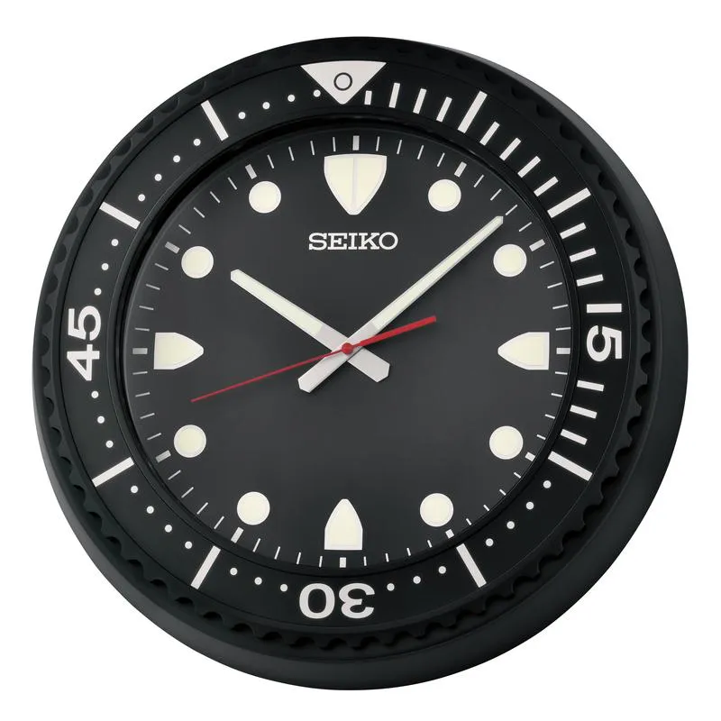 Jam Dinding Seiko Hitam Minimalis QXA849KN Quiet Sweep