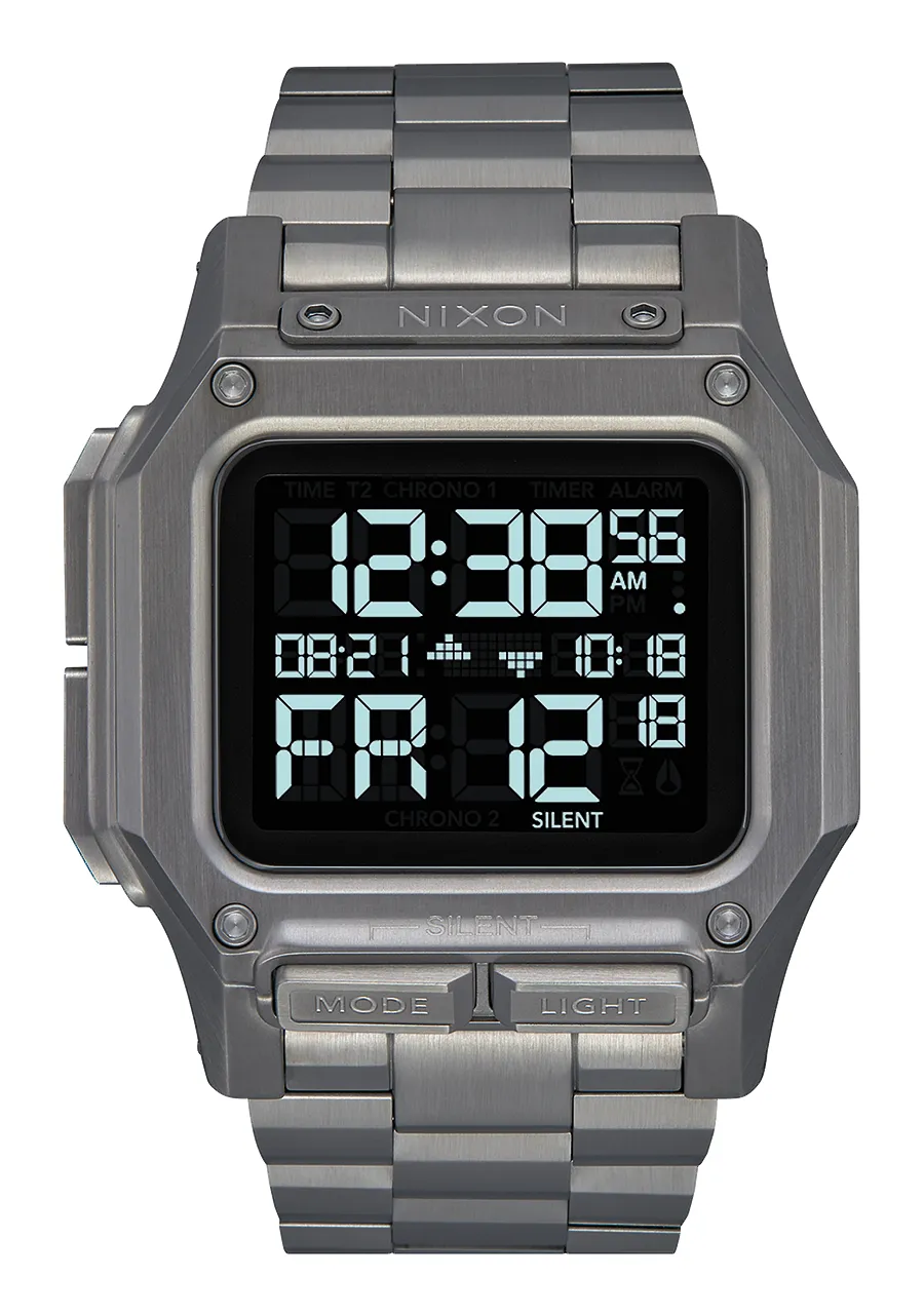 Jam Tangan Digital Pria Nixon Regulus Stainless Steel Gunmetal
