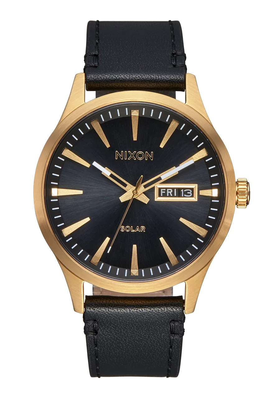 Jam Tangan Pria Nixon Sentry Solar Leather All Gold Black