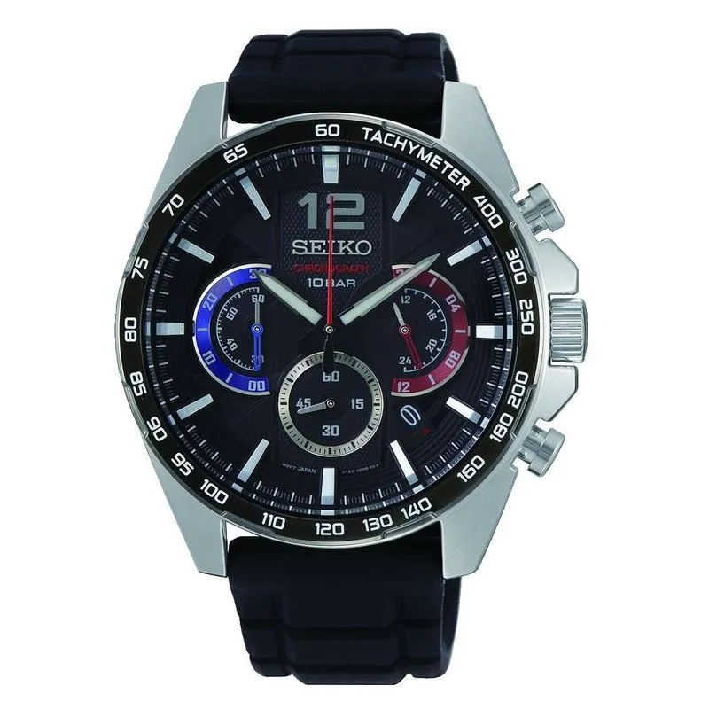 Jam Tangan Pria Seiko Chronograph 100M SSB347P1 Silver Hitam