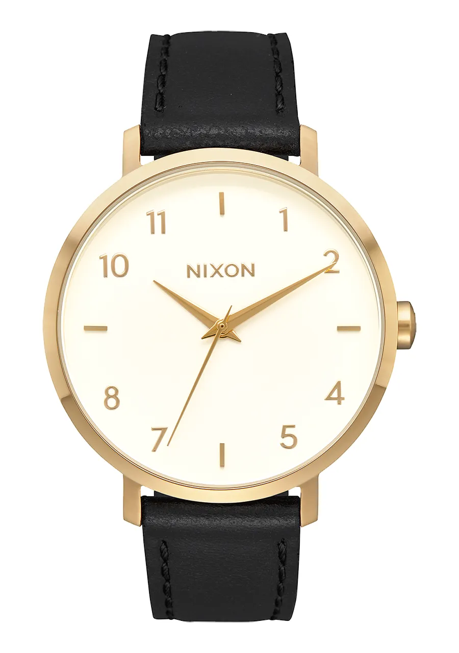 Jam Tangan Wanita Nixon Arrow Leather Gold Cream Black