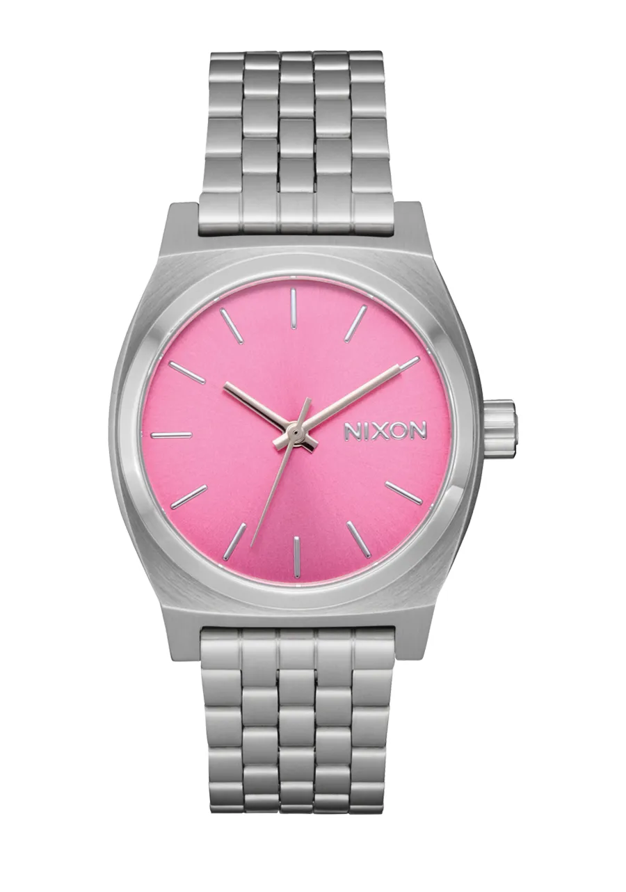 Jam Tangan Wanita Nixon Medium Time Teller Silver Pink