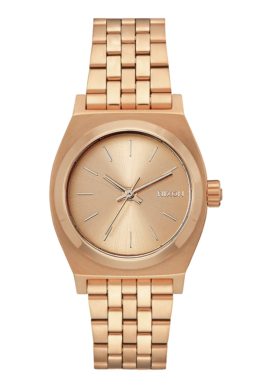 Jam tangan analog Nixon Medium Time Teller All Rose Gold dengan dial minimalis di Joy368