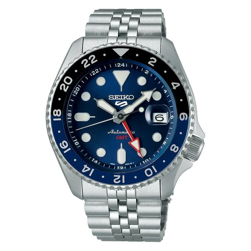 Seiko 5 Sports Blueberry GMT dari Joy368 dengan dial biru elegan dan bezel dua warna
