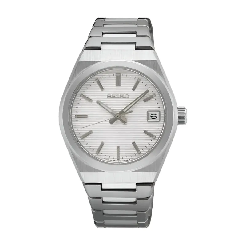 Seiko Conceptual Dress Watch SUR573P1 original dengan dial putih bersih
