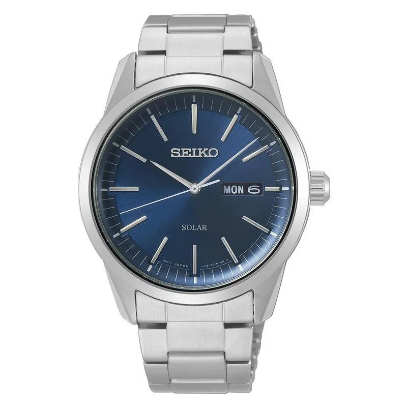 Seiko Men's Solar Watch SNE525 dengan casing stainless steel dan dial biru elegan di Joy368