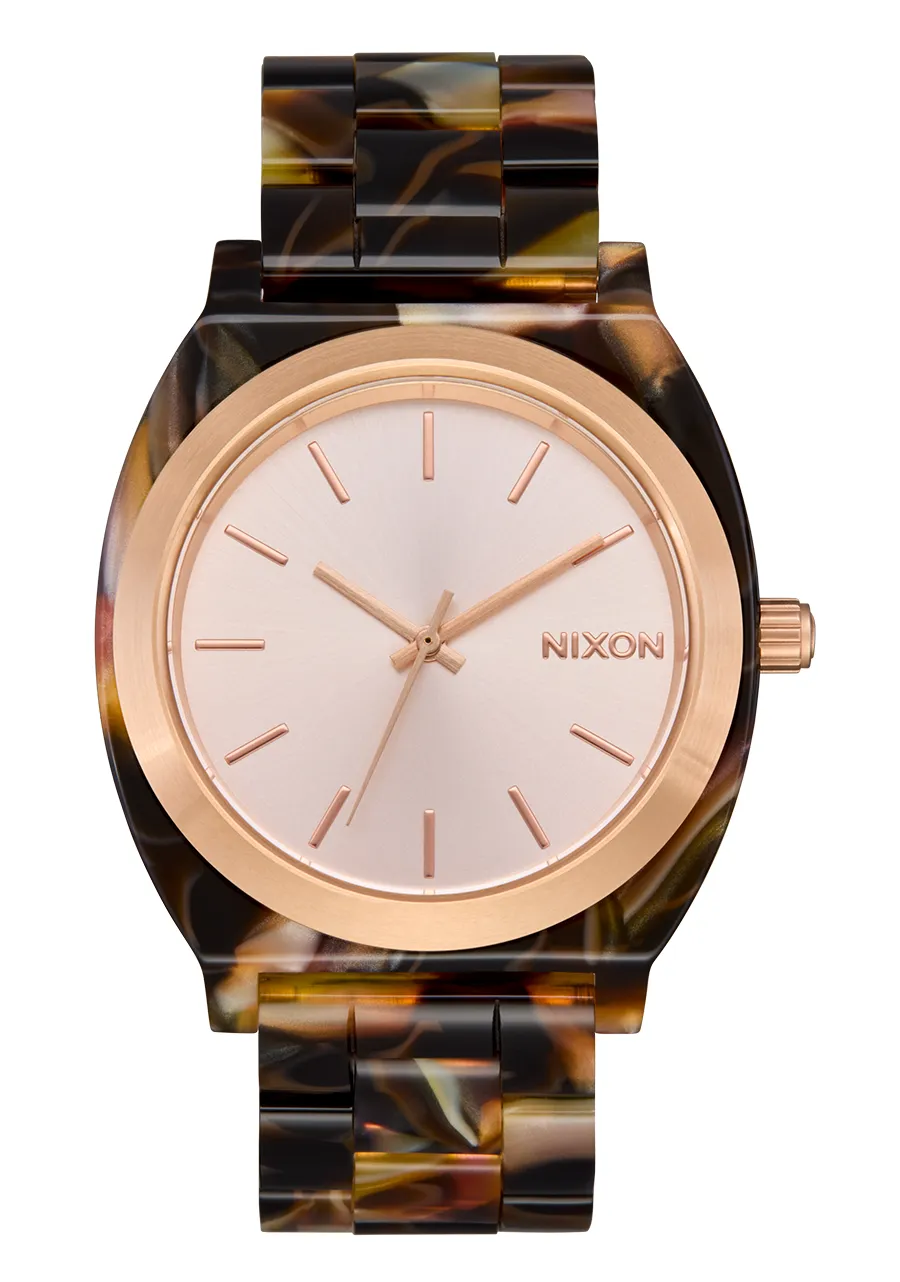 Jam tangan wanita Time Teller Acetate Rose Gold Pink Tortoise koleksi Joy368