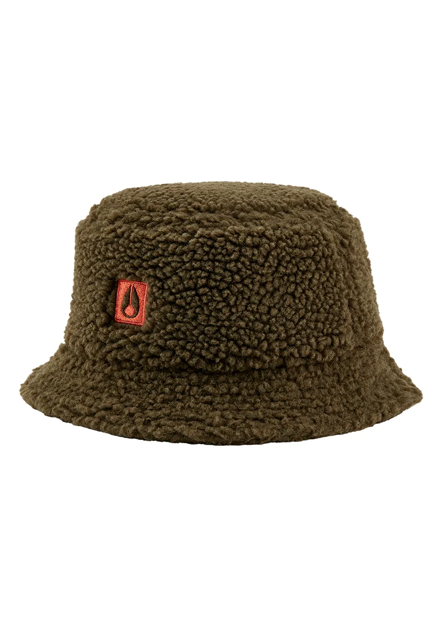 Topi Bucket Fleece Sherpa Nixon Babs Warna Olive