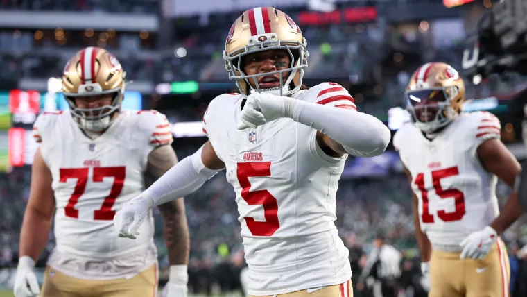 Demarcus Robinson saat bertanding membela San Francisco 49ers di babak playoff NFL